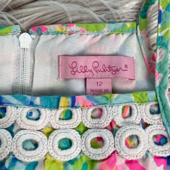 Lilly Pulitzer Elize Fit And Flare Dress Wave Floral Girls Size 12 - Picture 5 of 8